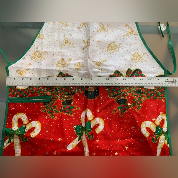Christmas apron holiday apron bows and candy canes handmade - Picture 7 of 8